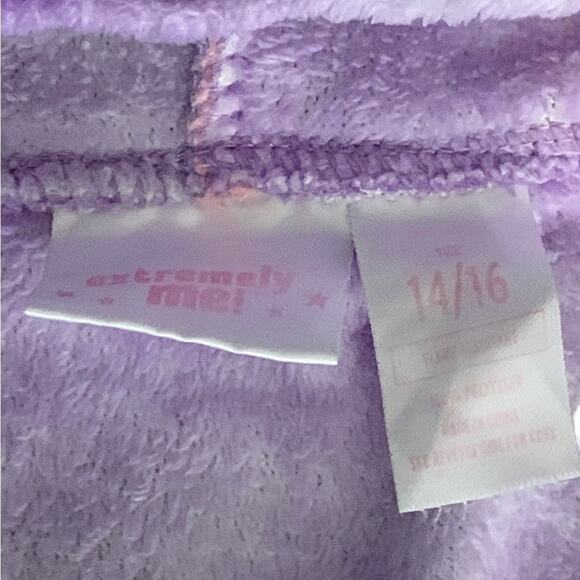 Extremely Me Girls One Piece Unicorn Hooded Pajamas Fuzzy Purple Size 14/16 - Picture 4 of 4